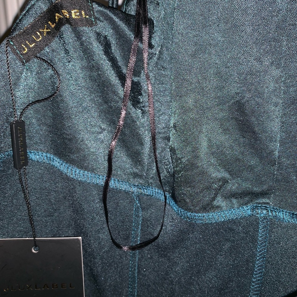 NWT JLUXLABEL Hunter Green Gold Tasseled Jumpsuit - Picture 12 of 13